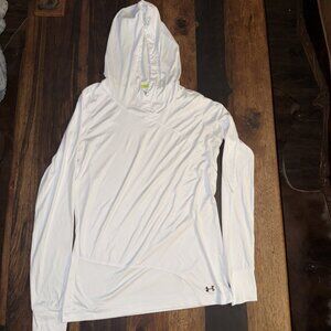 Under Armour HeatGear Catalyst Hoodie – Women’s L – White – Fitted Long Sleeve